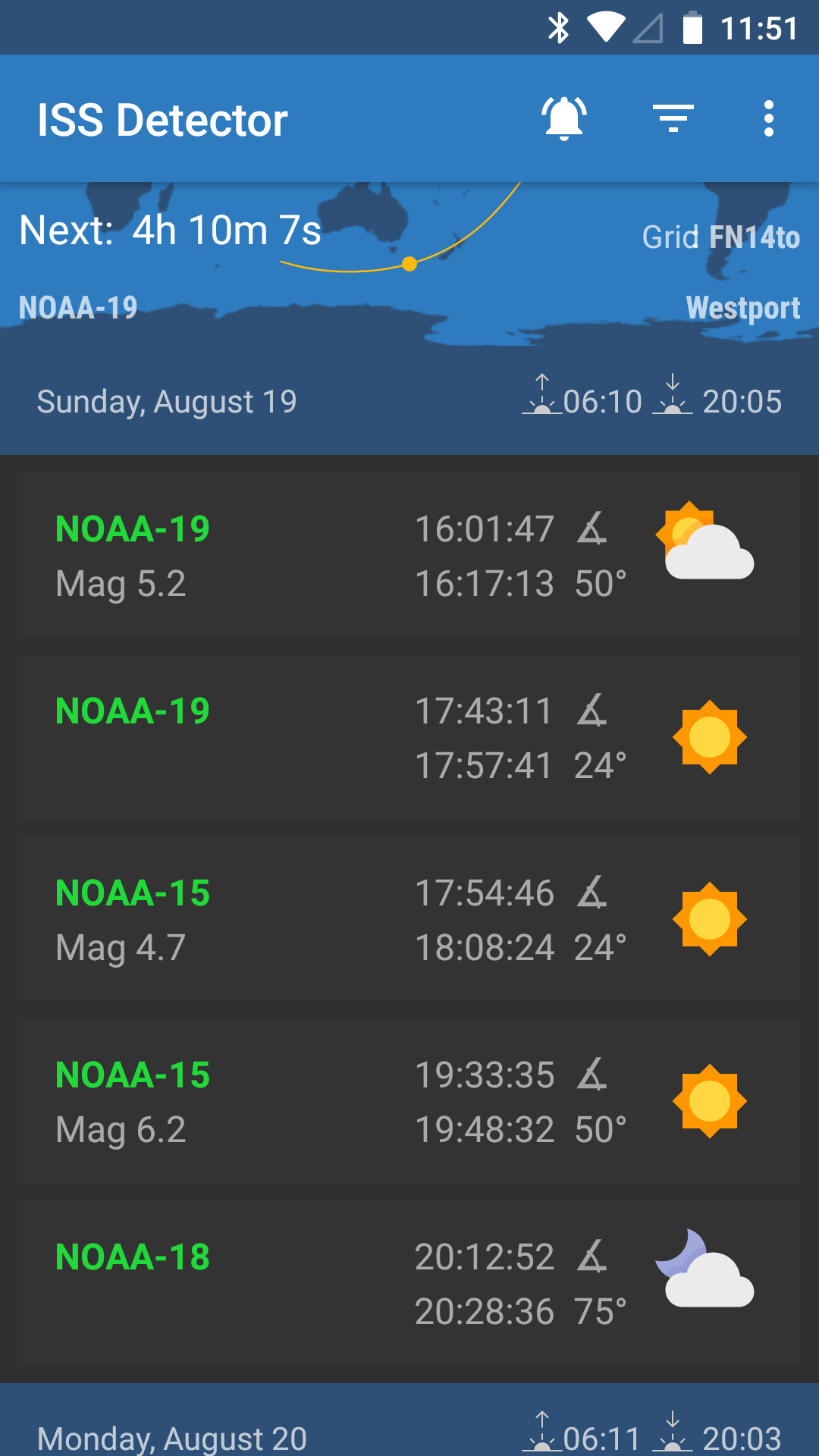 ISS detector showing passes